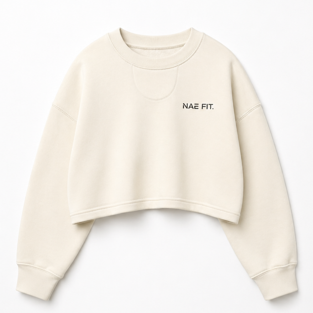 Sudadera relaxed fit cuello redondo cropped