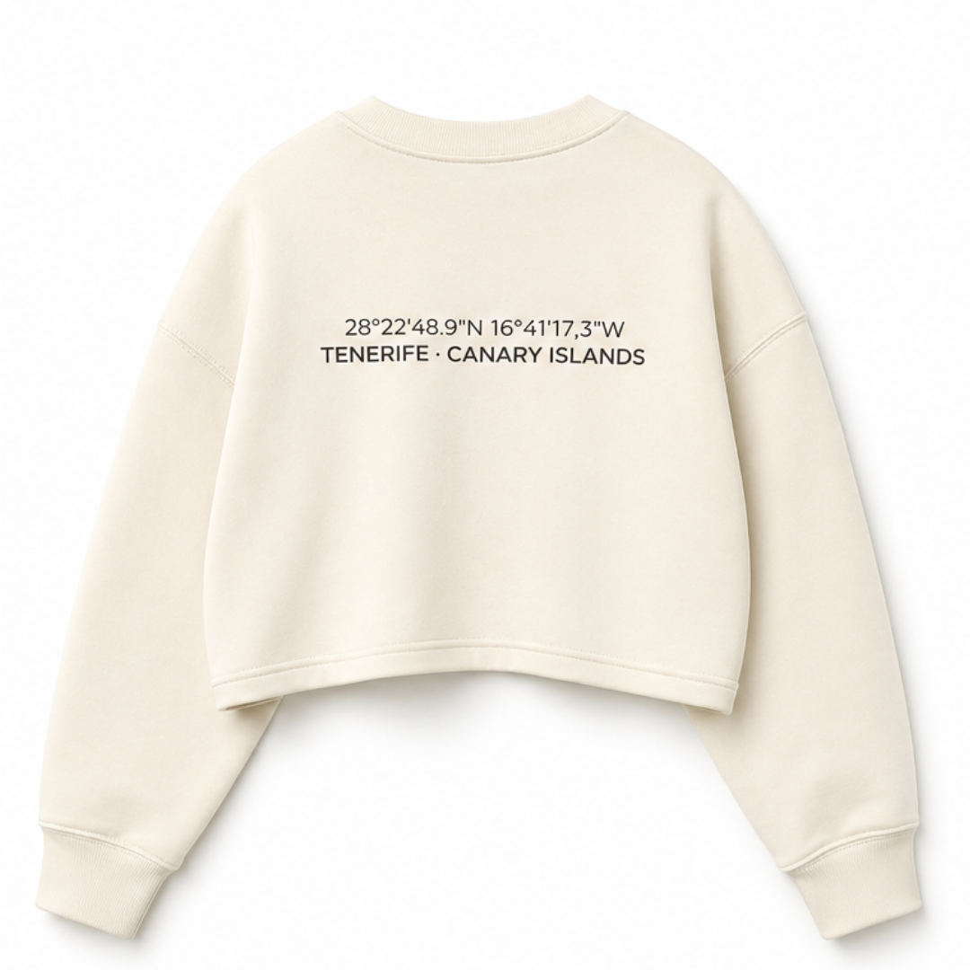 Sudadera relaxed fit cuello redondo cropped