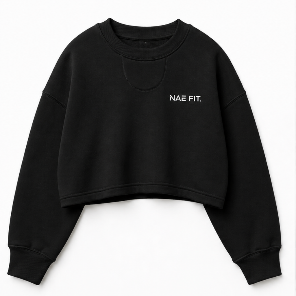 Sudadera relaxed fit cuello redondo cropped