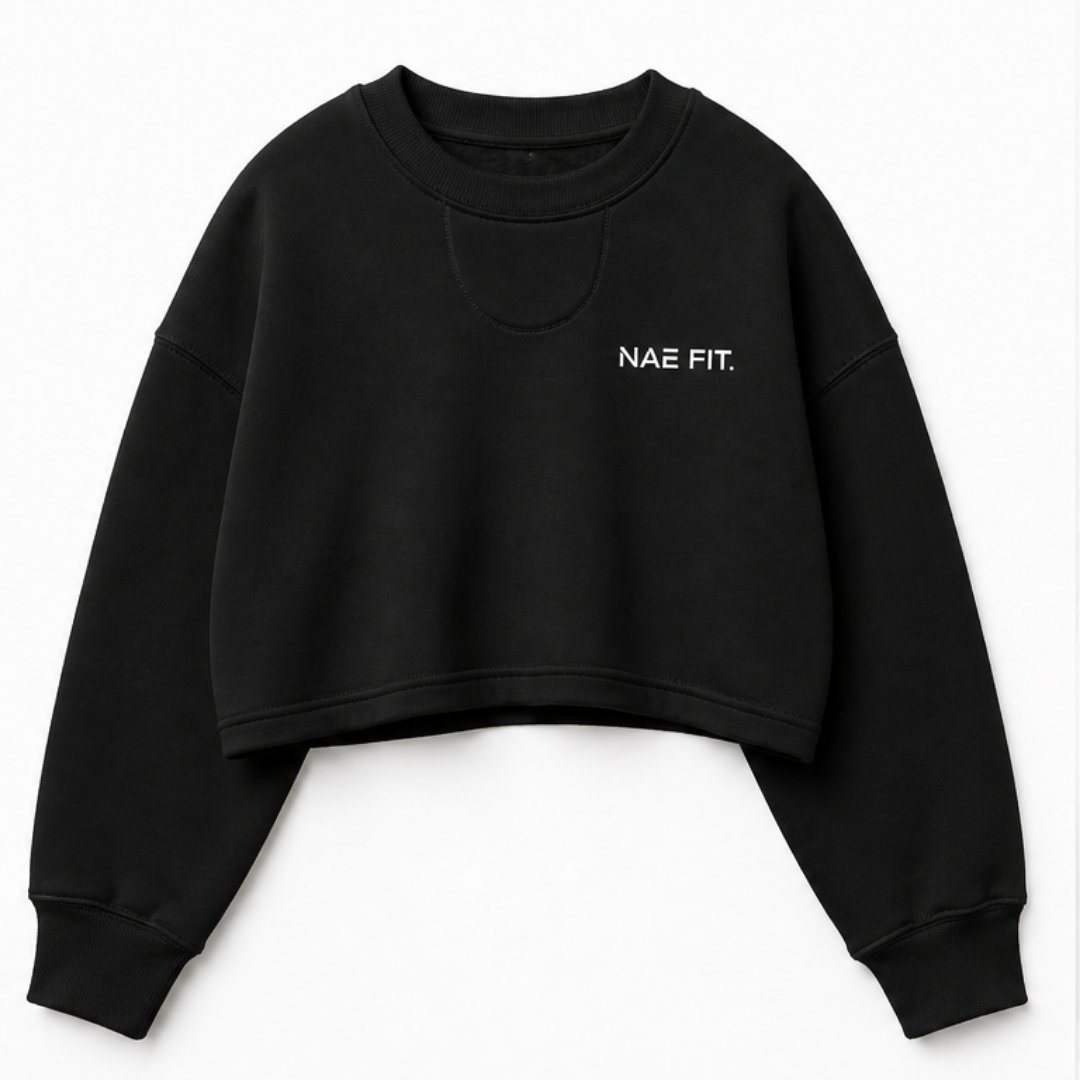 Sudadera relaxed fit cuello redondo cropped