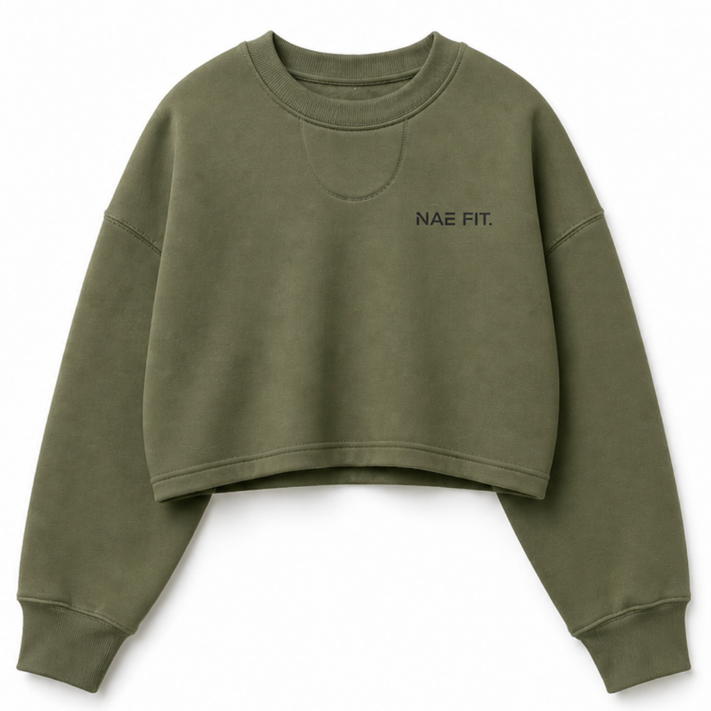 Sudadera relaxed fit cuello redondo cropped