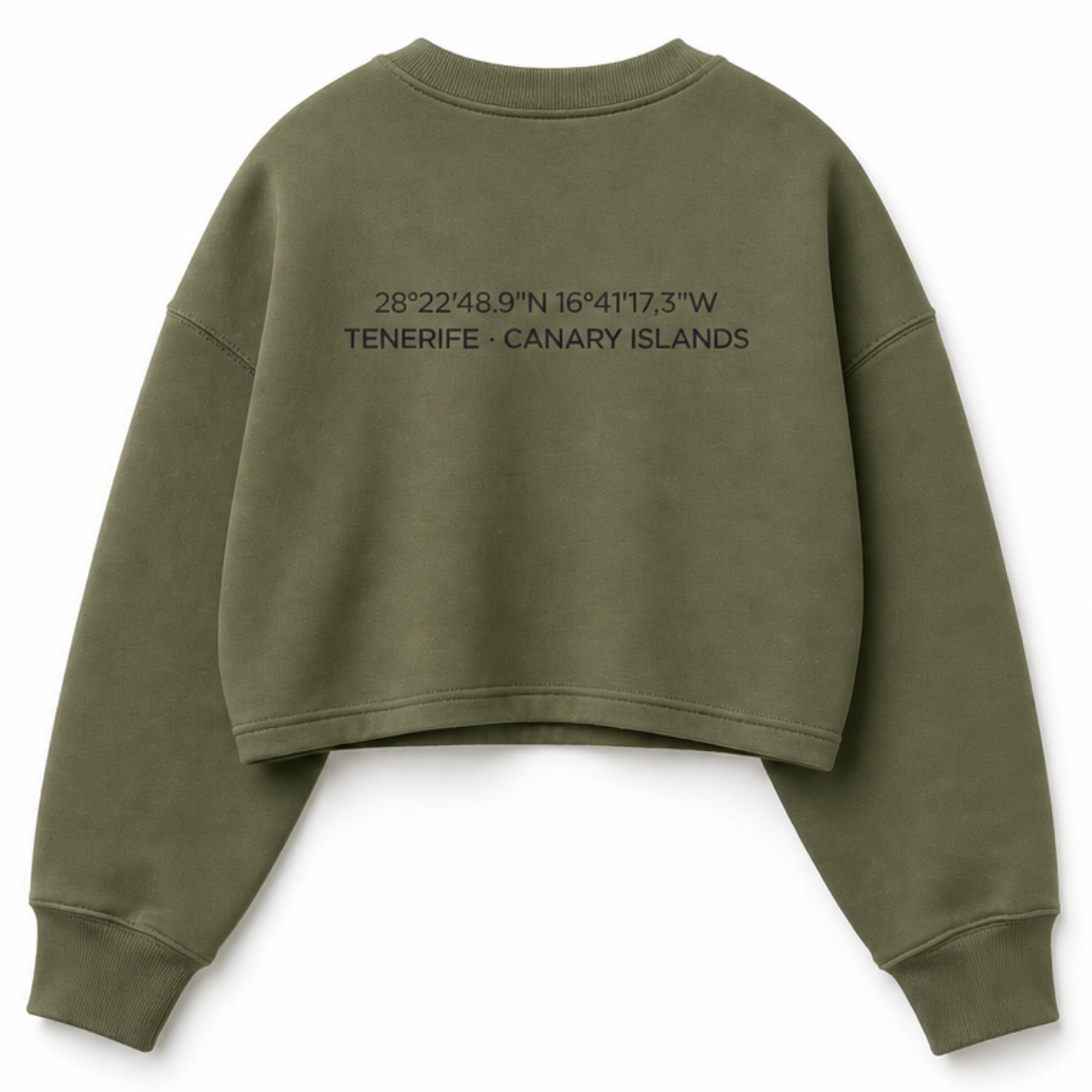 Sudadera relaxed fit cuello redondo cropped