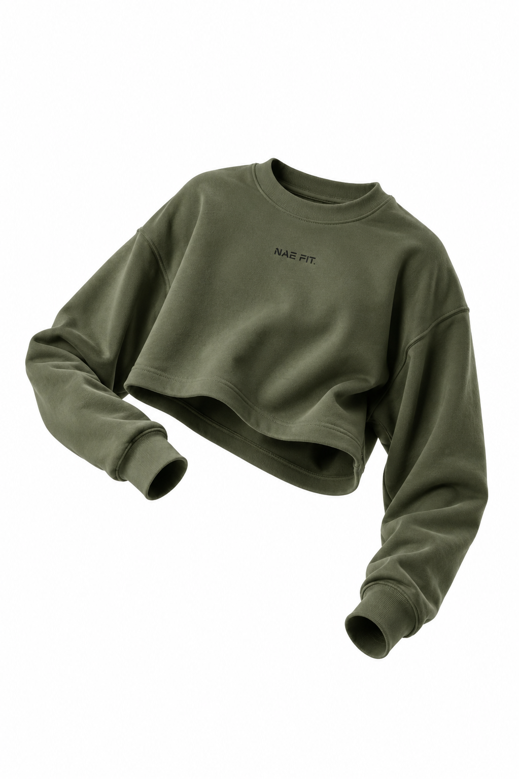 Sudadera relaxed fit cuello redondo cropped