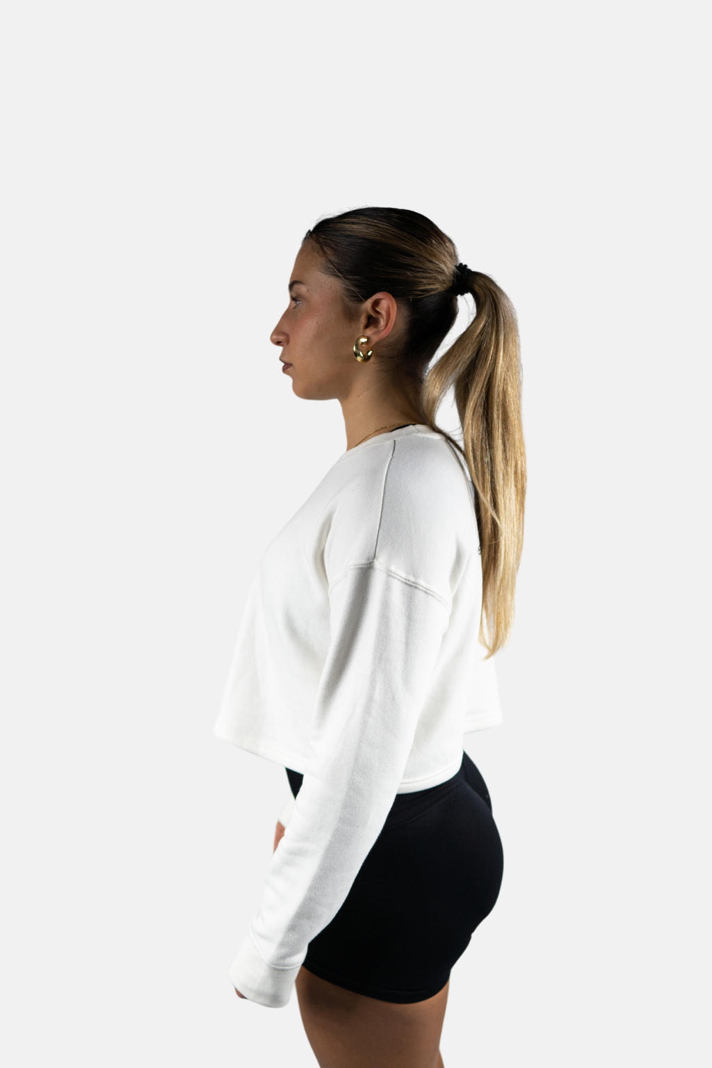 Sudadera relaxed fit cuello redondo cropped