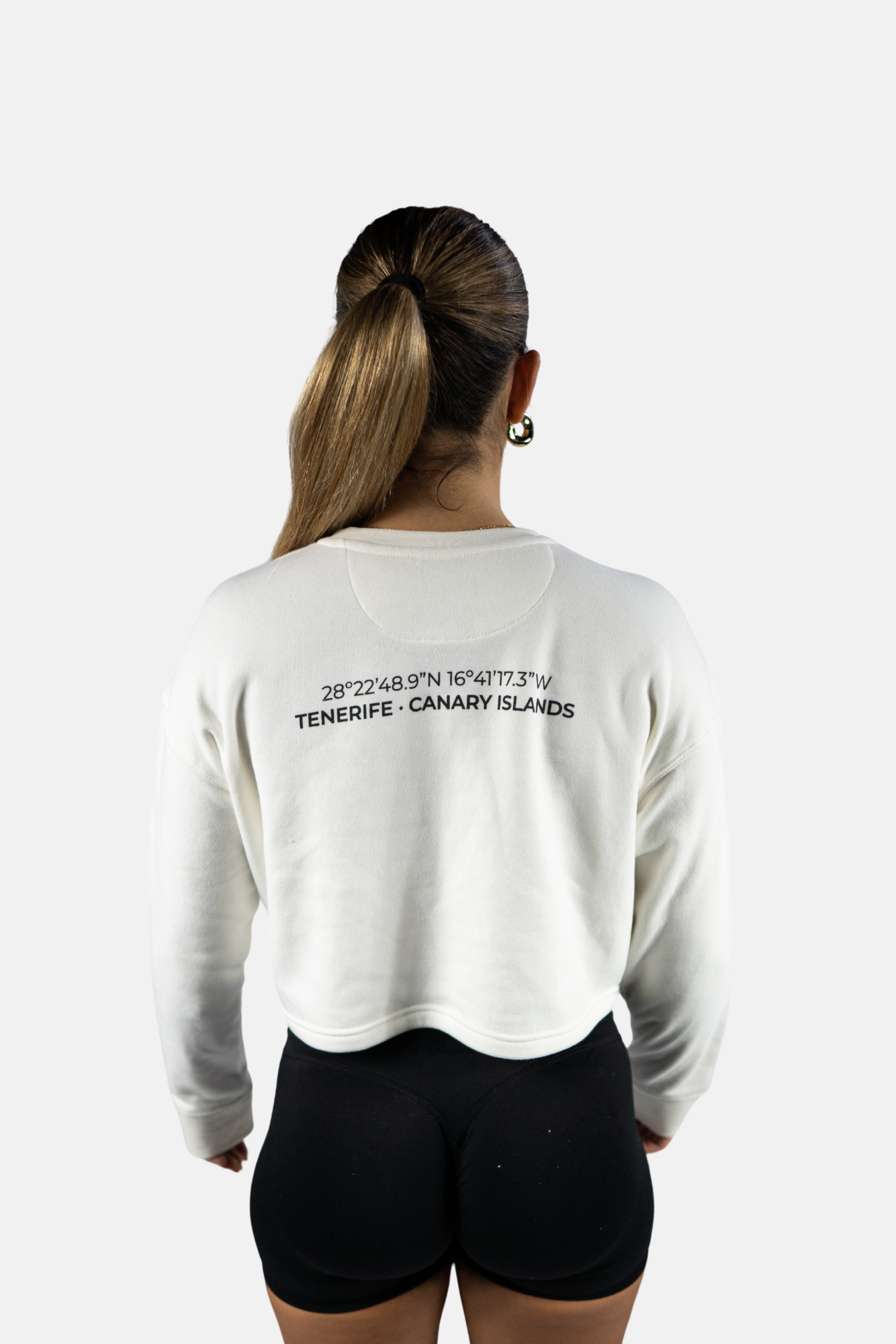 Sudadera relaxed fit cuello redondo cropped
