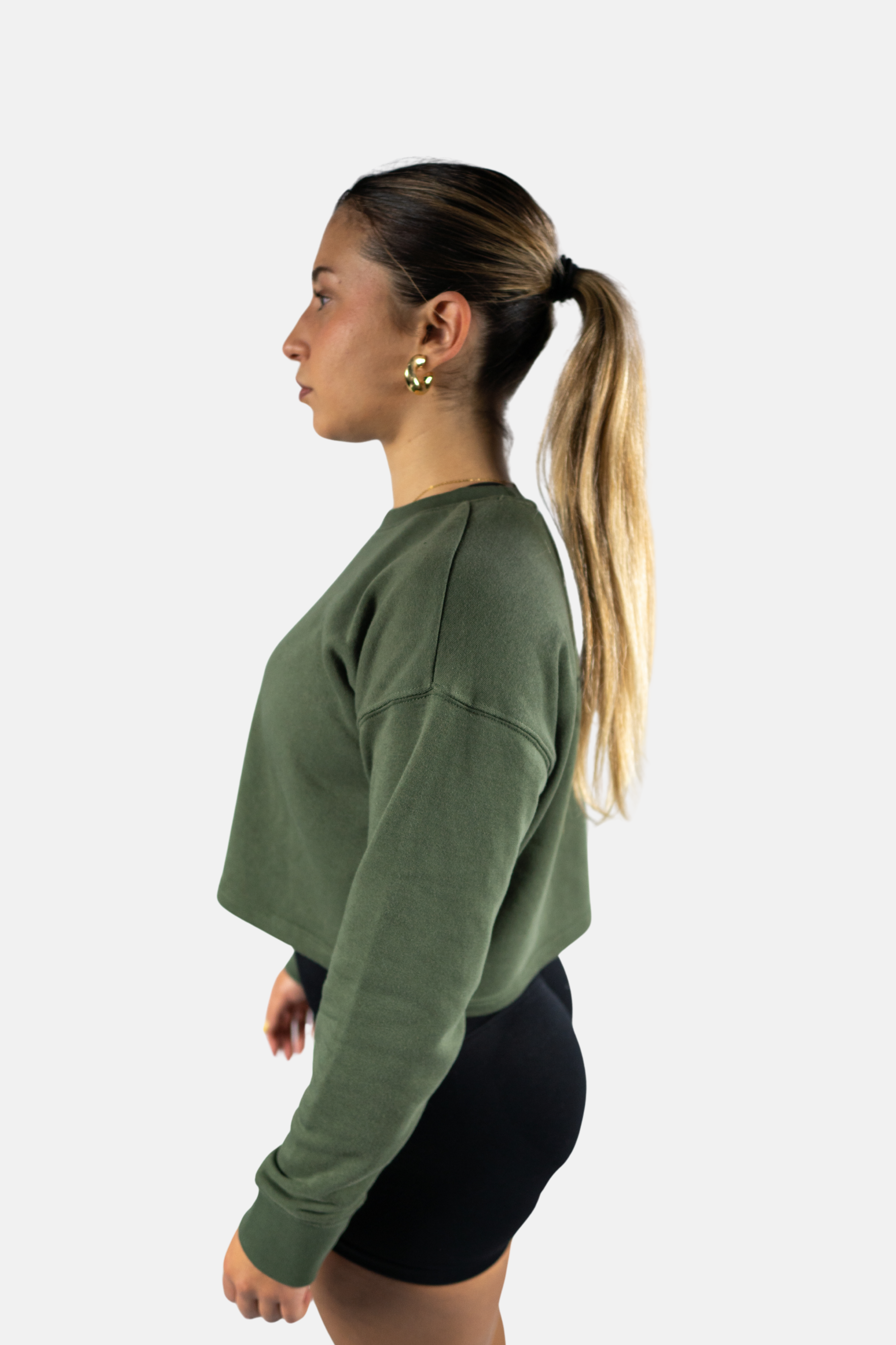 Sudadera relaxed fit cuello redondo cropped