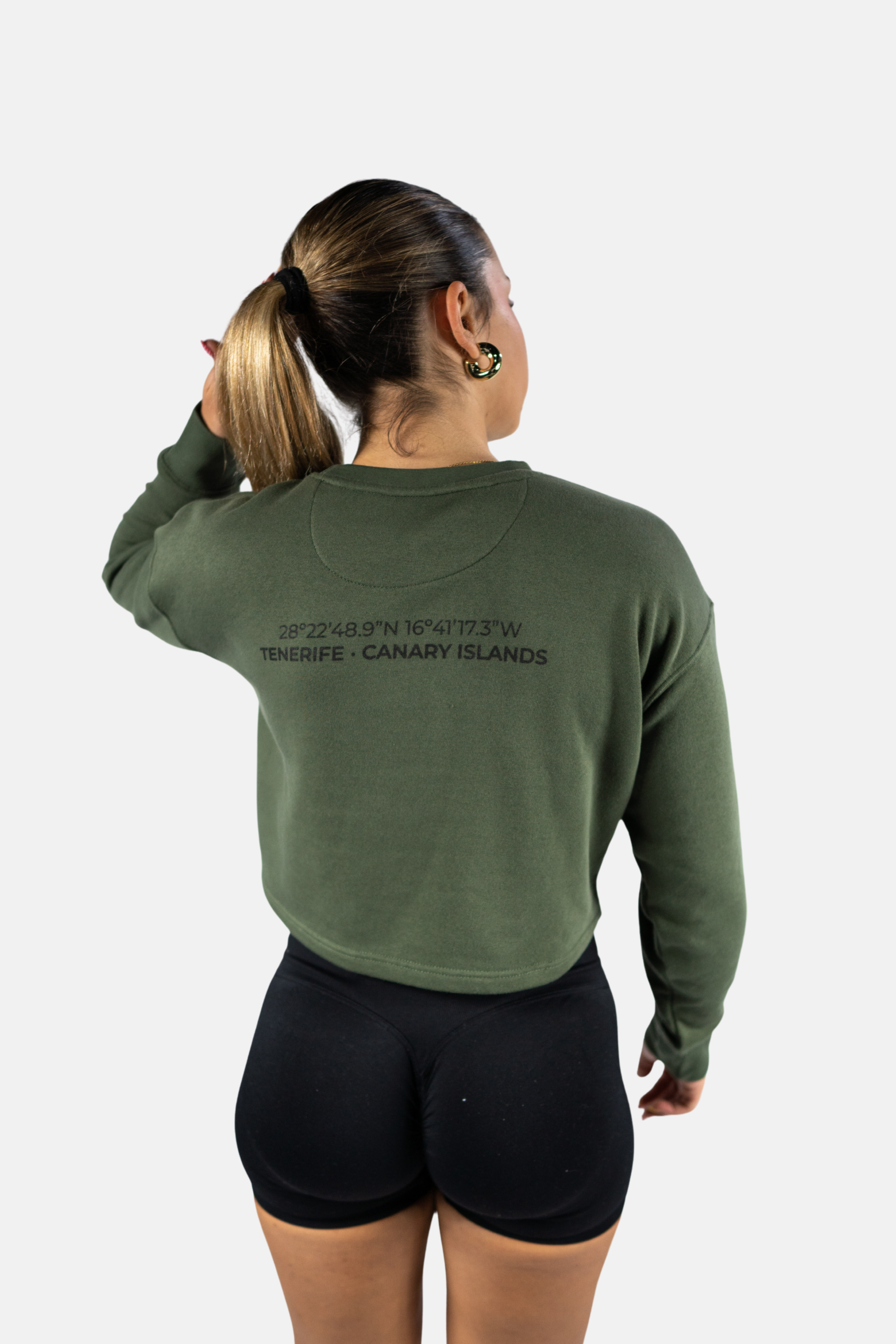 Sudadera relaxed fit cuello redondo cropped